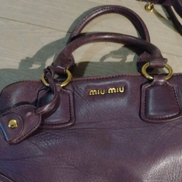 Miu Miu Purple Gold HardwareBowler Boston Two Way Sachel Shoulder Crossbody Bag - Picture 3 of 16